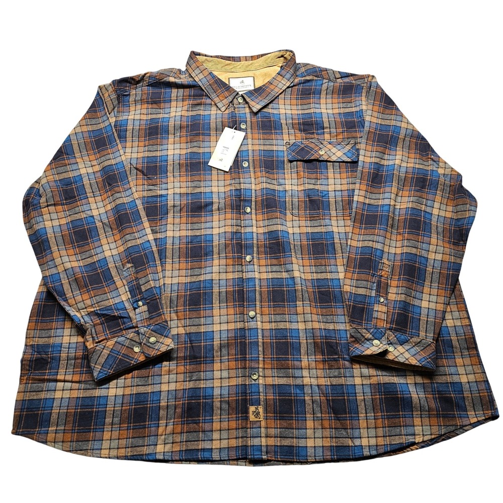 NWT Legendary Whitetails Buck Camp Flannel Shirt 5XL Blue Orange Plaid 6464 Mens